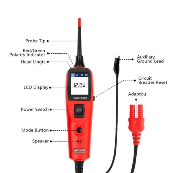 Autel PowerScan PS100 Automotive Circuit Tester Power Circuit Probe Kit Electrical System Diagnostic Tool - Image 7