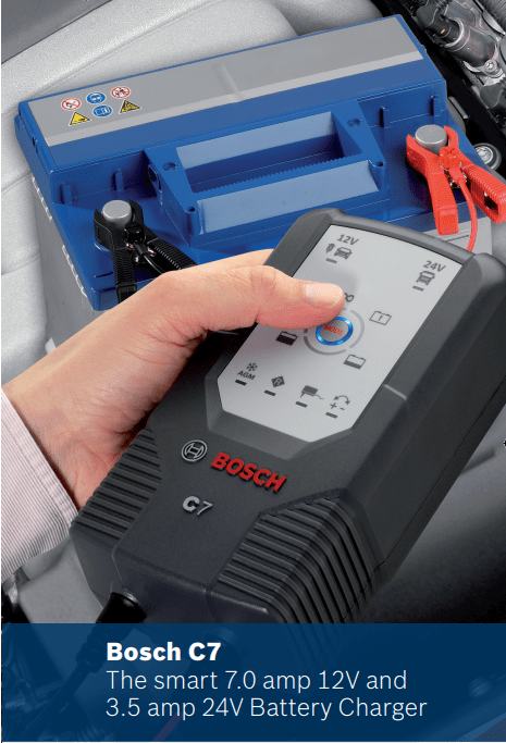 Bosch C7 12/24V Automatic Battery Charger (Lead Acid, Agm & Gel)