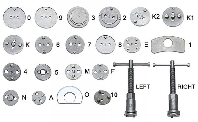 Ratcher Brake Piston Re-setter 22pcs Universal Disc Brake Caliper