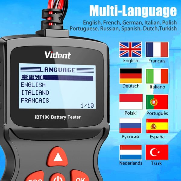 Vident iBT100 Car Battery Tester 12V Battery Analyzer for Flooded, AGM, Gel - Image 8