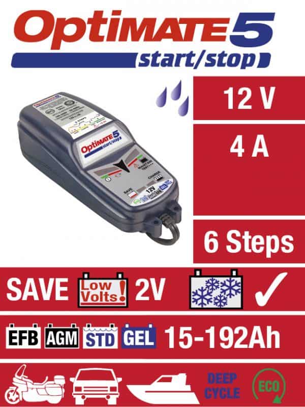 OptiMATE 5 TM-220 (6-Step Automatic 12V 4A Battery Charger (15-192Ah), Maintainer & Recovery) - Ideal for Start/Stop & Deep Cycle - Image 2