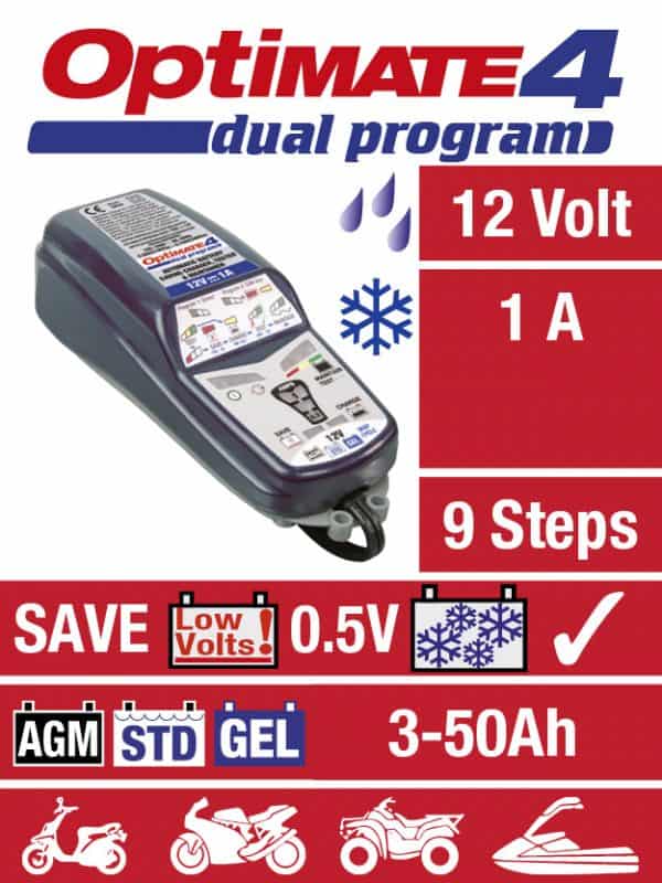 OptiMate 4 TM-340 (9-Step Automatic 12V 1A Battery Charger (3-50Ah), Maintainer & Recovery) - Ideal for Motocycles & Cars - Image 2