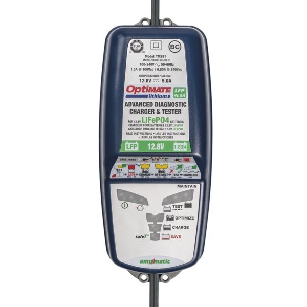 OptiMate 4s 5A TM-290 (10-Step 12.8V/ 13.2V 5A Lithium Battery Charger (2-100Ah), Maintainer & Recovery)