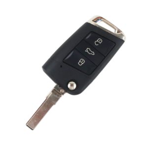 Volkswagen - Golf 7, Polo, Seat, Skoda |  Remote Key Case & Blade (3 Button, HU66 Blade, Chrome)