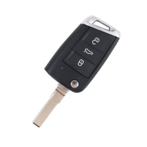 Volkswagen - Golf 7, Polo, Seat, Skoda |  Remote Key Case & Blade (3 Button, HU66 Blade, Matte Chrome)