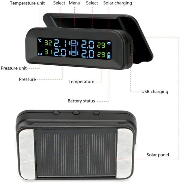 Wireless Car TPMS (Tyre Pressure Monitoring System) - External Sensors (Solar Powered & Windshield Mount) - Image 6