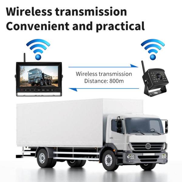 1080P Wireless Reversing System with 7-Inch Screen, 4 Cameras, and 800M Range for 12-24V Cars, Buses, and Trucks - Image 3