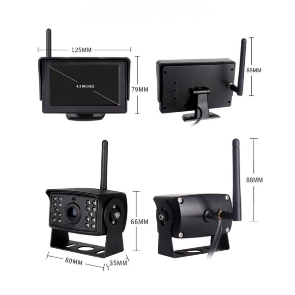 Wireless Backup Camera System with 4.3-Inch LCD Monitor and 200M Range for 12-24V Cars, Buses, and Trucks - Image 2