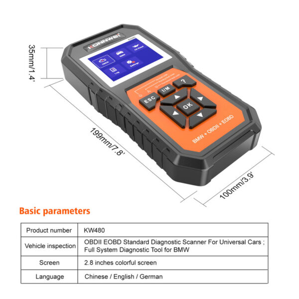 KONNWEI KW590 OBD2 12v Car Scanner OBD Diagnostic Tool Code Reader Battery Voltage Detector(RED - View #9
