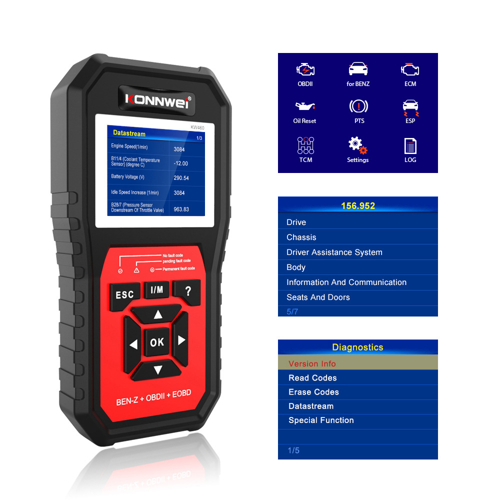 Kfz-Diagnosegerät OBD II Scanner KW460 (Passend für: Mercedes-Benz,  Geeignet für: Autos)