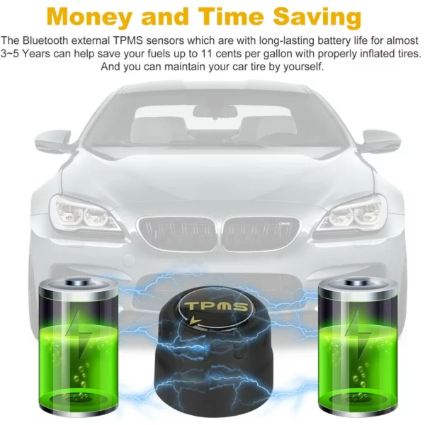 Bluetooth External TPMS Sensor with iOS & Android App | Real-Time Tire Pressure Monitoring for Cars - Image 7