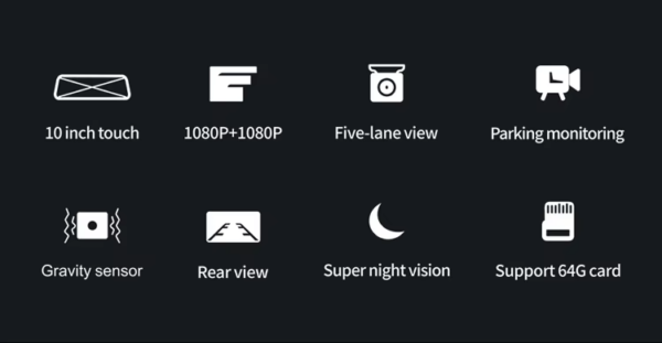 Dual Rearview Mirror Dash Camera | 10-inch HD 1080p | DVR - Image 9