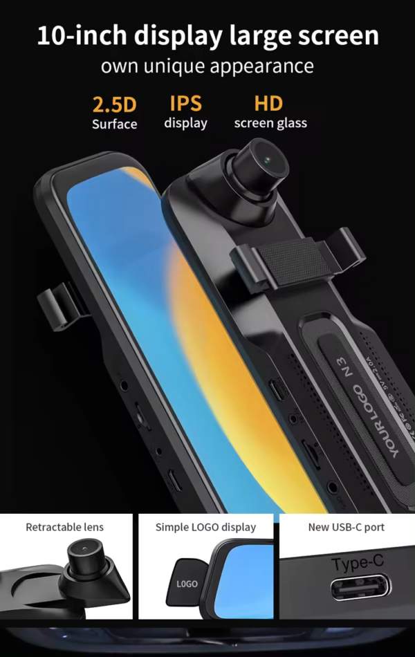 Dual Rearview Mirror Dash Camera | 10-inch HD 1080p | DVR - Image 5