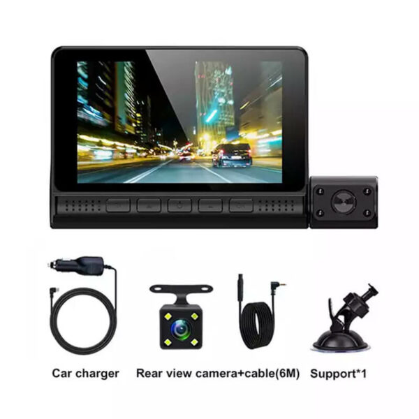 Car Dash Cam 1080P | 3 Cameras (Front, Inside & Rear) | G-sensor | Reverse Park Camera - Image 3