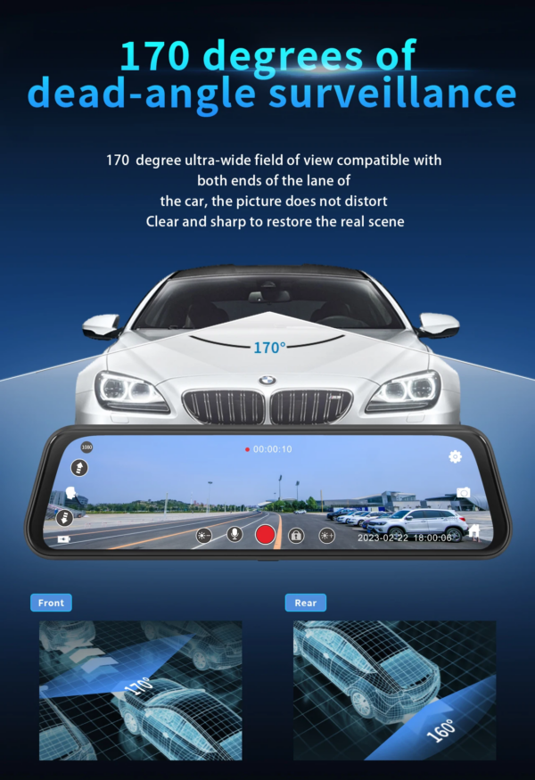 Dual Rearview Mirror Dash Camera | 10-inch HD 1080p | DVR - Image 7