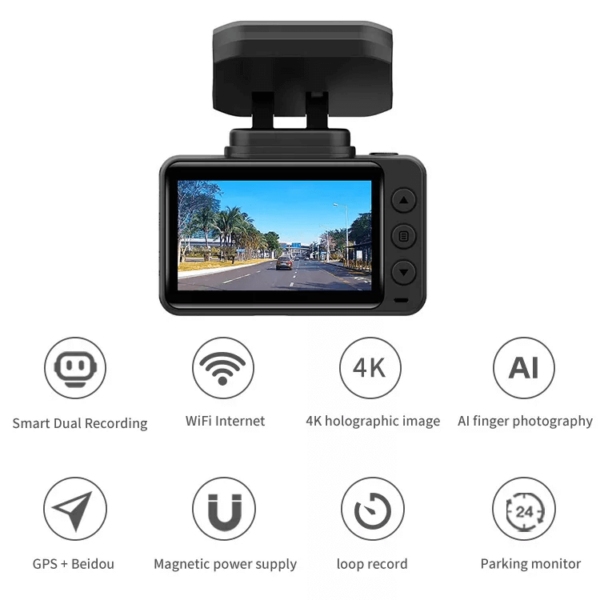 Car Dash Cam 4K | Dual Lens Camera (front & rear), GPS, WIFI, Motion Detection & G-Sensor (Discontinued) - Image 4