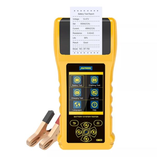 Autool BT760 6-32V Car Battery System Tester | 3.2-Inch HD Color Screen | Built-in Data Printer