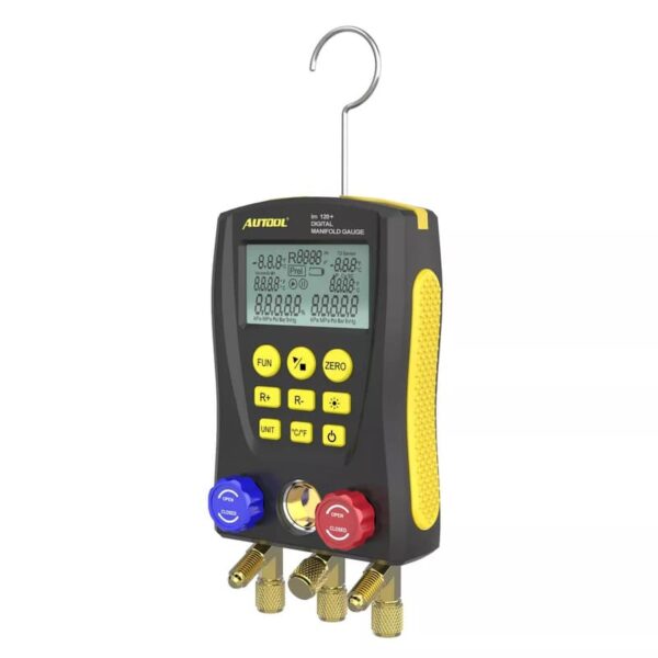 Autool LM120+ Digital Manifold Gauge | Built-In Refrigerant Database | with Trichromatic Tube and Two Wired Temperature Clips - Image 5