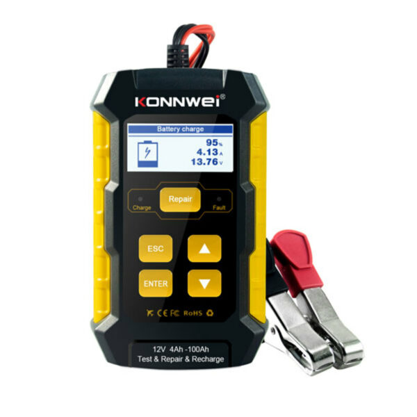 Konnwei KW510 3-in-1 Car Battery Tester 12V, Charger 5A & Pulse Repair