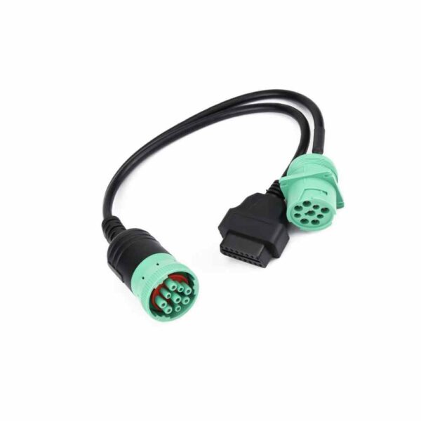 9 Pin Male to 9 Pin Female/OBD2 Interface Truck Y Cable Adapter J1939 - Image 2