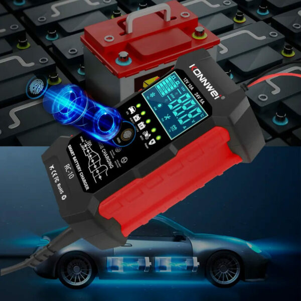 Konnwei RC-10 12V/24V Smart Battery Charger & Pulse Repair Tool - Image 5