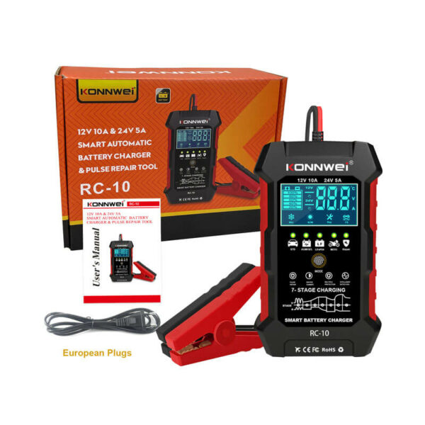 Konnwei RC-10 12V/24V Smart Battery Charger & Pulse Repair Tool - Image 2