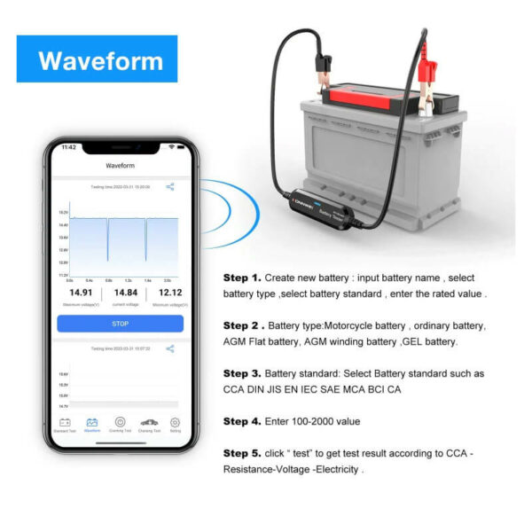 Konnwei BK200 Ultimate 6V/12V/24V Bluetooth Battery Tester - Image 6