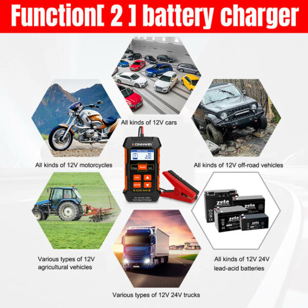 Konnwei KW520 3-in-1 12V & 24V Battery Tester Repair & Charger - Image 11