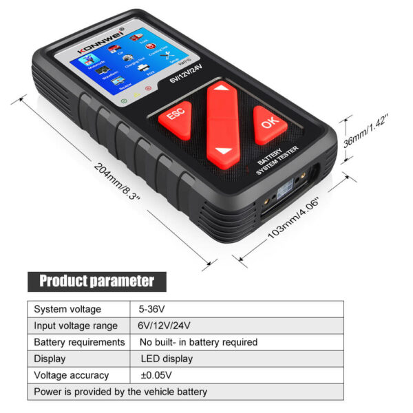 Konnwei KW710 Battery Tester | 6V 12V & 24V | Cars Trucks & Motorcycles - Image 5
