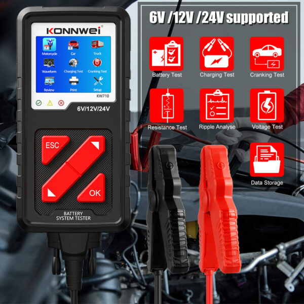 Konnwei KW710 Battery Tester | 6V 12V & 24V | Cars Trucks & Motorcycles - Image 6
