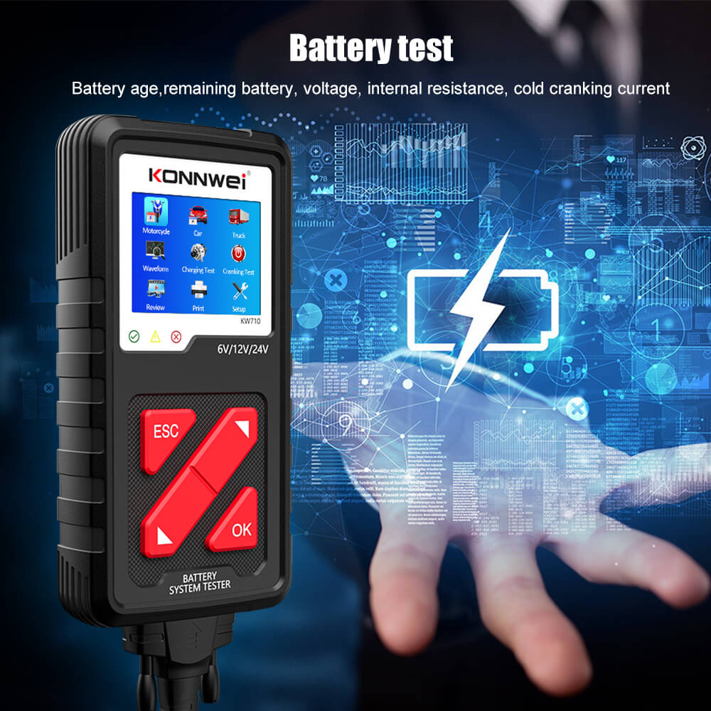 Konnwei KW710 Battery Tester, 6V 12V & 24V