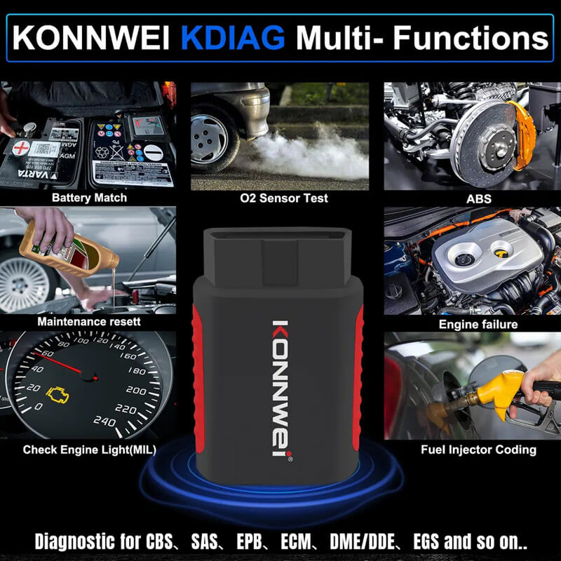 KONNWEI KDIAG OBD2 Scanner Bluetooth 5.2 for iPhone, Android & Windows 