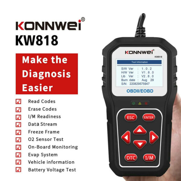 Konnwei KW818 Car Diagnostics Scanner OBD2 Petrol & Diesel - Image 2