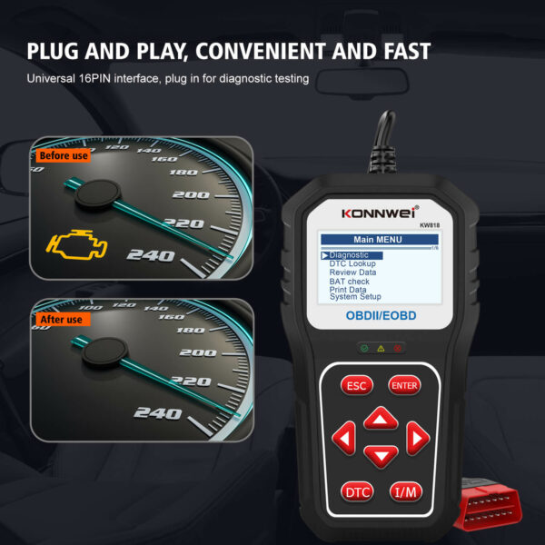 Konnwei KW818 Car Diagnostics Scanner OBD2 Petrol & Diesel - Image 5