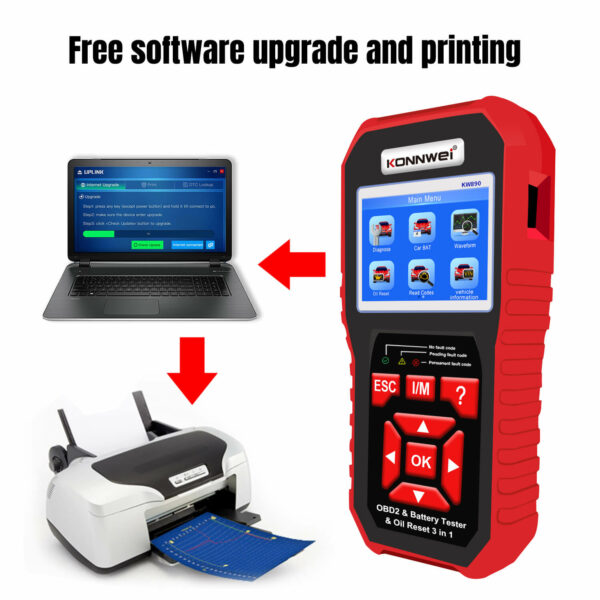 Konnwei KW890 OBDII Car Diagnostic Tool | Battery Tester | Oil Service Light Reset 3-in-1 - Image 5