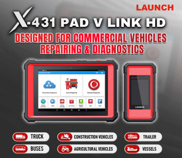 Launch X-431 PAD V LINK HD Professional Truck Diagnostics Machine - Image 2