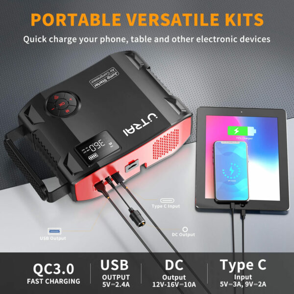 UTRAI JStar 5 Ultimate 4-in-1 Powerhouse – Jump Starter, Air Compressor, Power Bank, & LED Flashlight - Image 7