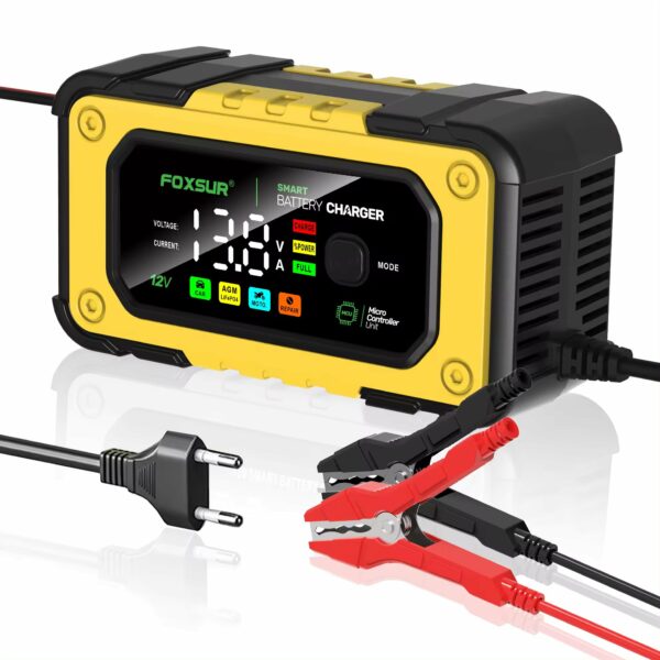 Rechargeable Smart Fast Car Auto Lead-Acid Battery Charger with LCD Display 12V 7A