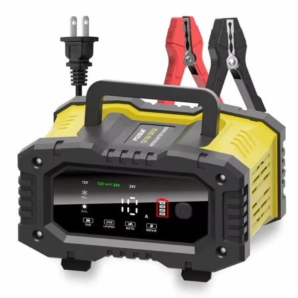 Pulse Repair 12V 24V Battery Charger, 12V 10A Automatic Intelligent Start-Stop Pulse Repair Lead Acid Battery Charger - Image 2