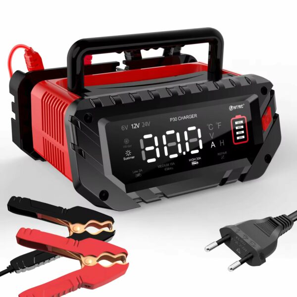 Automatic Smart Car Battery Charger for LiFePO4 Batteries, 12V 24V 30A