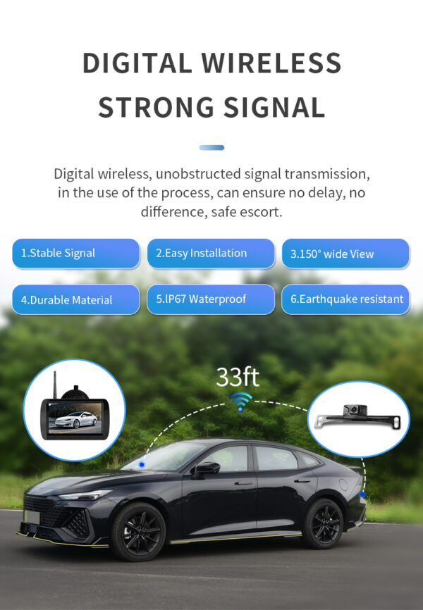 4.3-Inch Wireless License Plate Backup Reverse Camera Kit - Image 9