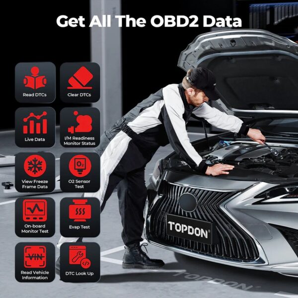 Topdon TopScan Lite Diagnostic Scanner - Compact OBD2 - Essential Maintenance Functions | Bluetooth Connectivity | iOS & Android Compatible - Image 21