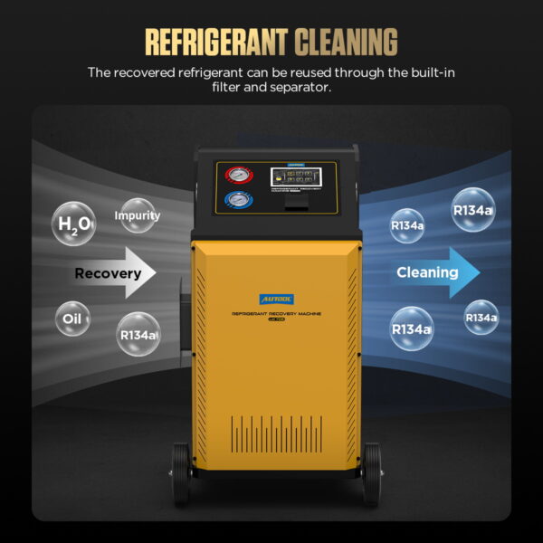 AUTOOL LM708 Refrigerant Recovery Machine - Dual System for R-134a & HFO-1234yf, 7-Inch Touchscreen - Image 7