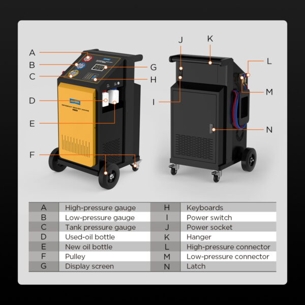 AUTOOL LM707 AC Refrigerant Recovery Machine - Precision R-134a Recovery & Refill, Smart Control Panel - Image 12