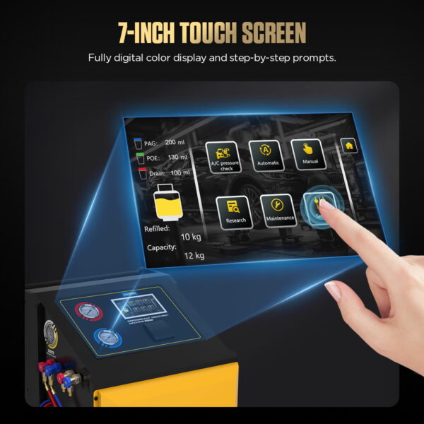 AUTOOL LM708 Refrigerant Recovery Machine - Dual System for R-134a & HFO-1234yf, 7-Inch Touchscreen - Image 4