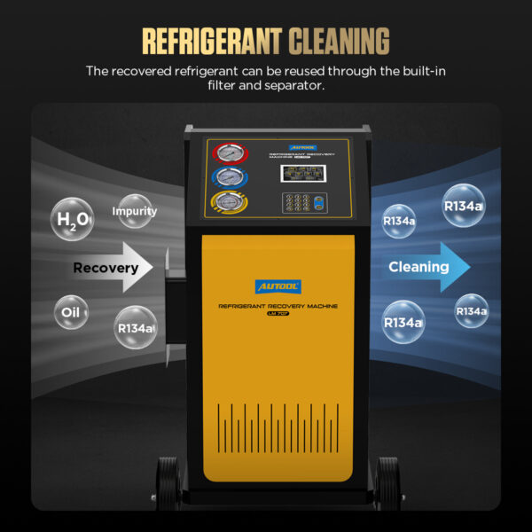 AUTOOL LM707 AC Refrigerant Recovery Machine - Precision R-134a Recovery & Refill, Smart Control Panel - Image 5