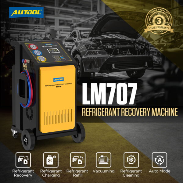 AUTOOL LM707 AC Refrigerant Recovery Machine - Precision R-134a Recovery & Refill, Smart Control Panel - Image 2