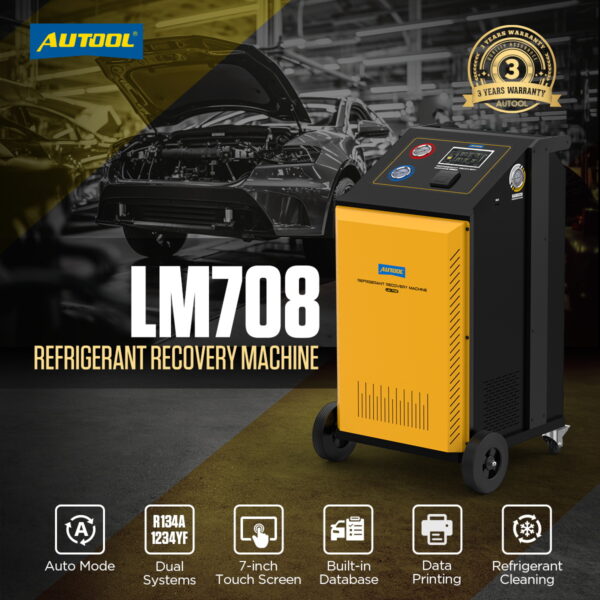 AUTOOL LM708 Refrigerant Recovery Machine - Dual System for R-134a & HFO-1234yf, 7-Inch Touchscreen - Image 2