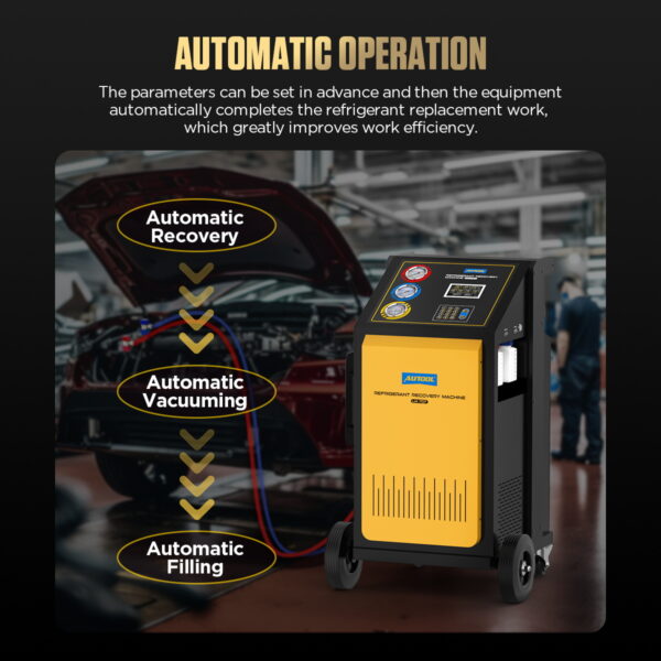 AUTOOL LM707 AC Refrigerant Recovery Machine - Precision R-134a Recovery & Refill, Smart Control Panel - Image 4