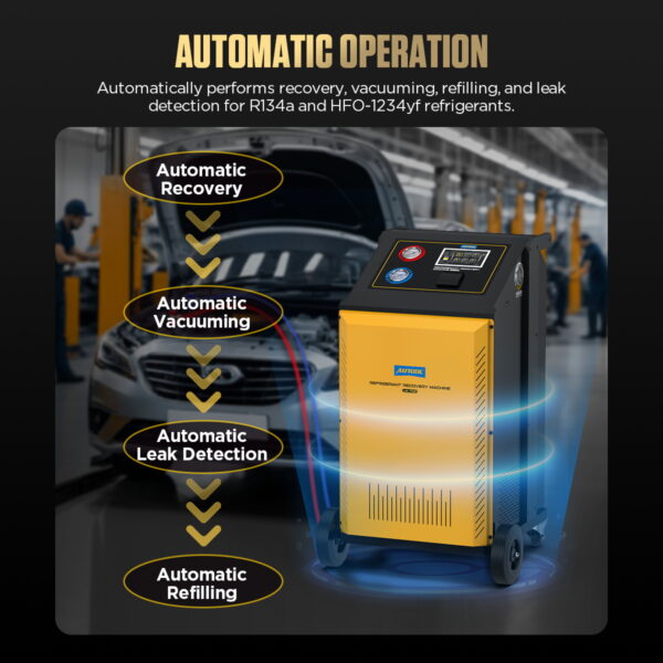 AUTOOL LM708 Refrigerant Recovery Machine - Dual System for R-134a & HFO-1234yf, 7-Inch Touchscreen - Image 8